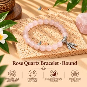 Rose Quartz Round Bead Bracelet